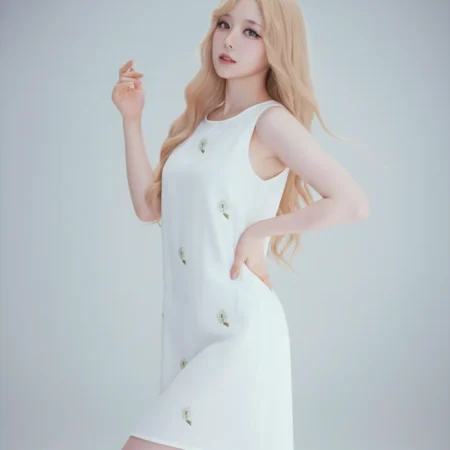 Alternative view of Vải thô cotton thêu hoa trang