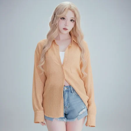 Alternative view of Vải đũi xước màu hồng cam