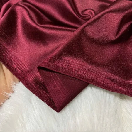 Alternative view of Vải nhung lụa mềm màu đỏ mận