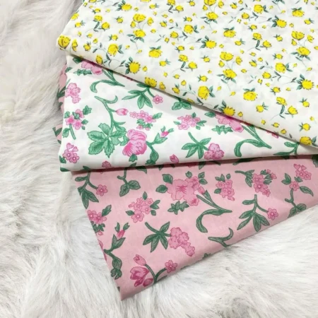 Vải thô cotton baby thêu hoa hồng