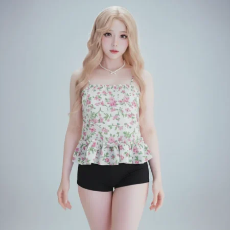 Alternative view of Vải thô cotton baby thêu hoa hồng