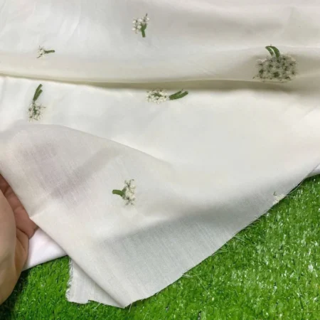 Vải thô cotton thêu hoa trang