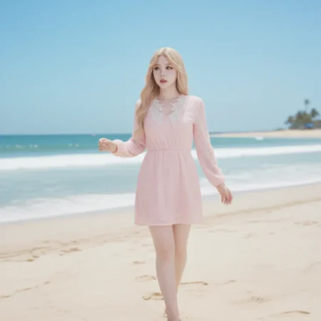 Alternative view of Vải tơ bông cao cấp màu hồng