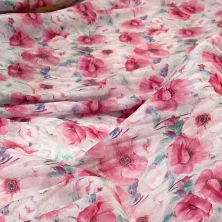 Vải tơ hoa hồng