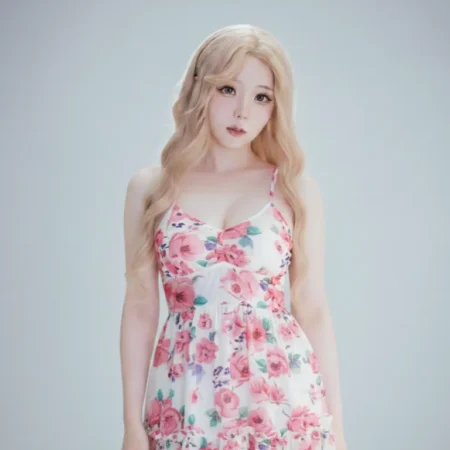 Alternative view of Vải tơ hoa hồng