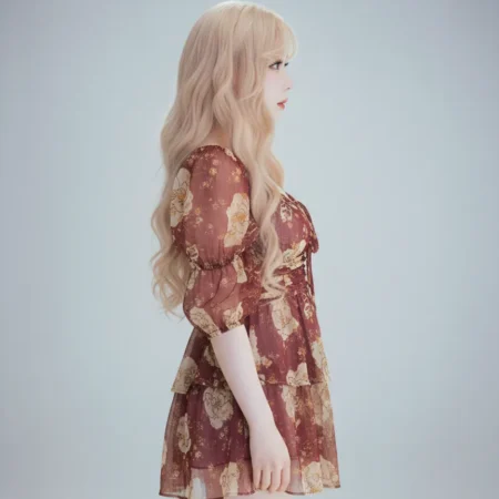 Alternative view of Vải tơ tằm hoa màu đỏ