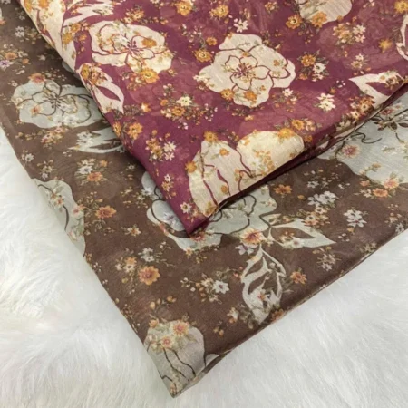 Vải tơ tằm hoa màu đỏ