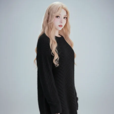 Alternative view of Vải ren lông thỏ đen