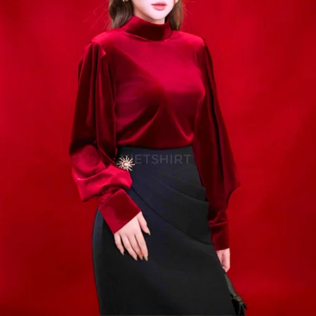 Vải nhung lụa mềm màu đỏ mận